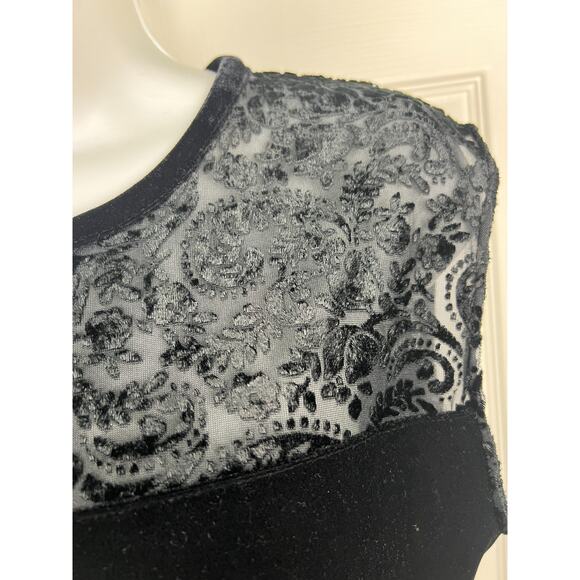 Jacqueline Ferrar Black Velvet Burnout Dress Womens 4 Sleeveless Cocktail Party - Picture 5 of 9
